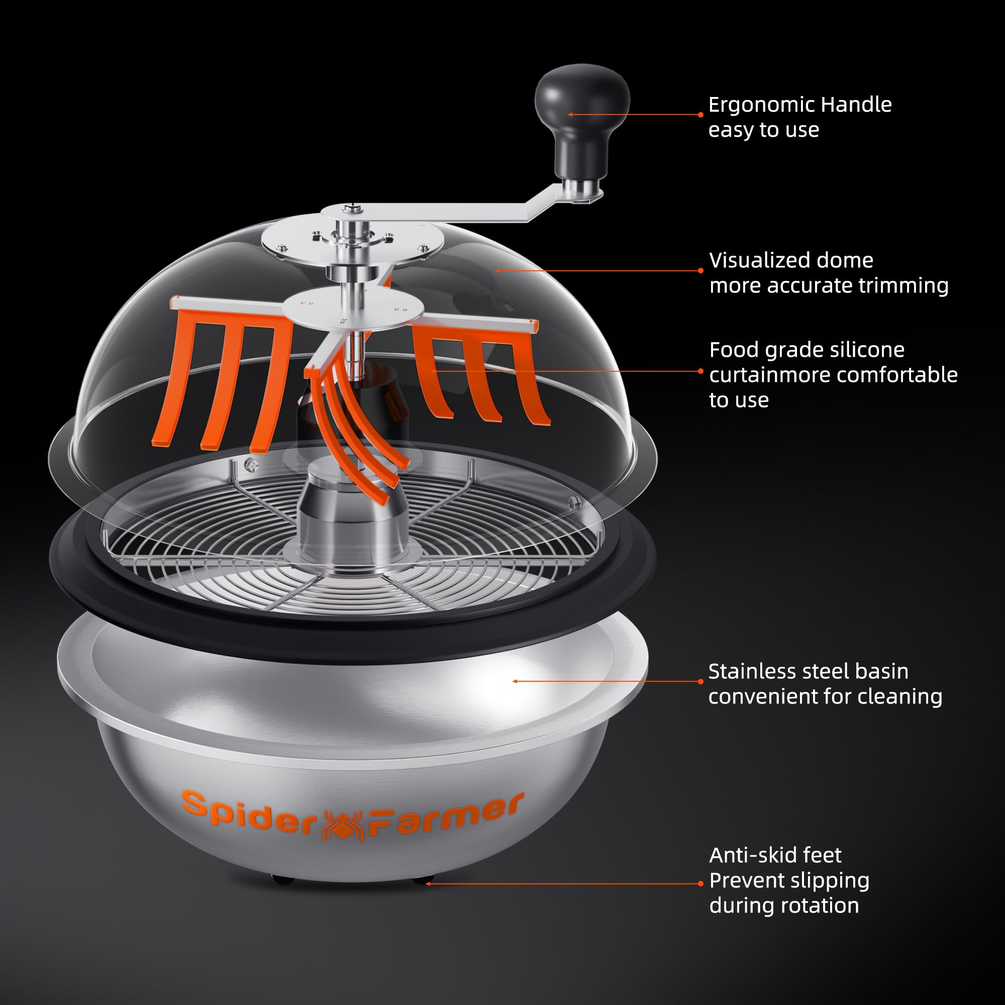 Spider Farmer trimmer handle with removable design simplifies cleaning.