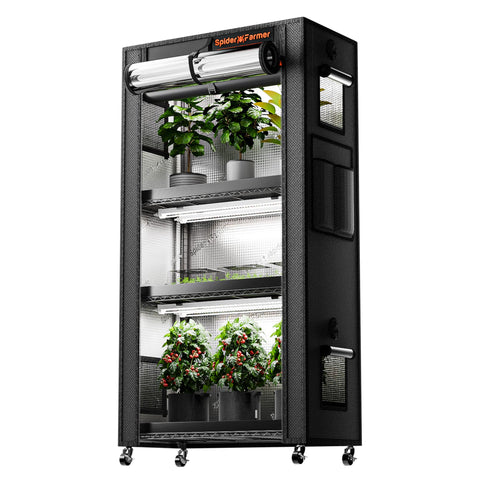 Spider Farmer 2025 4-tier plant stand enables versatile indoor gardening.