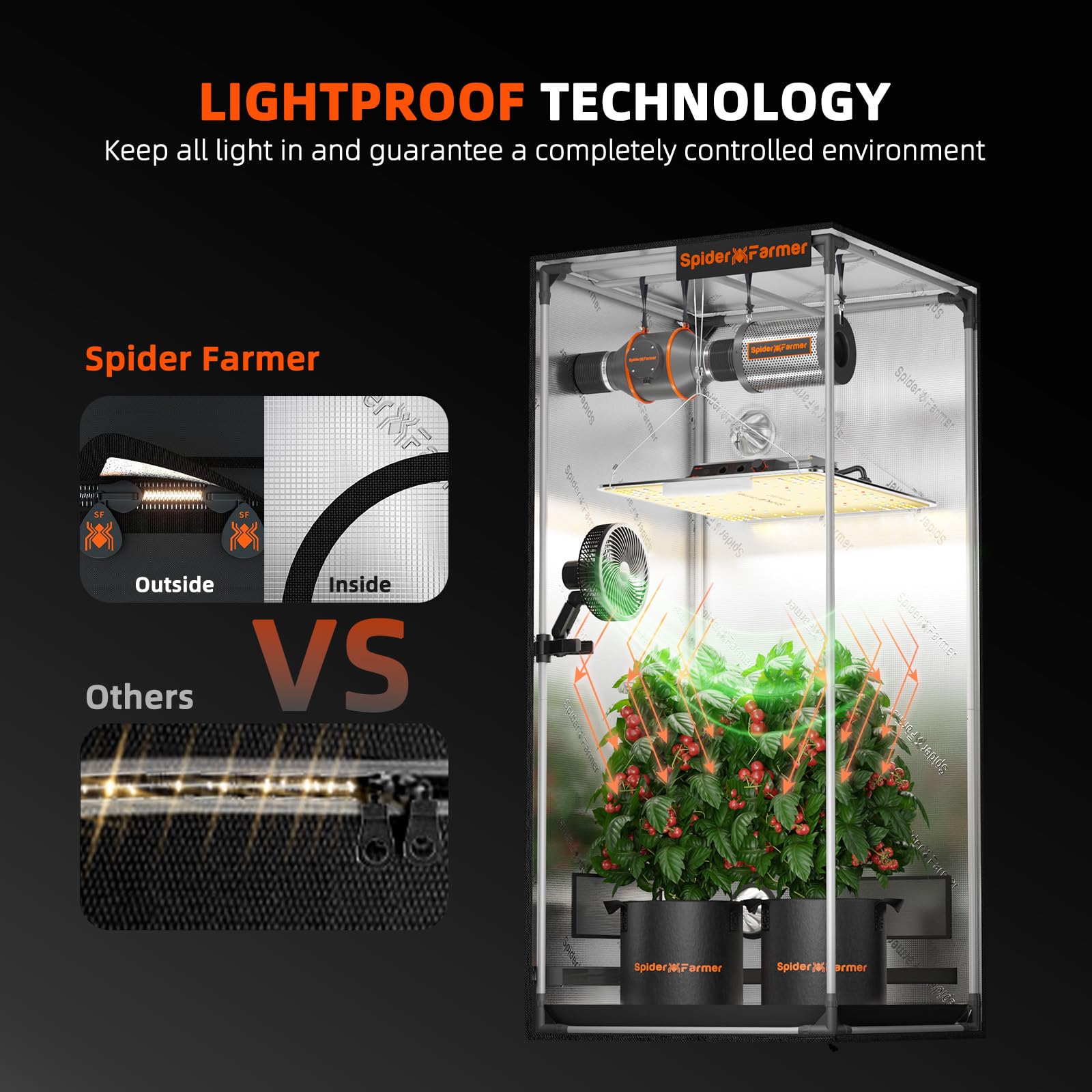 Spider Farmer 24x24x72 view window enables quick plant health checks