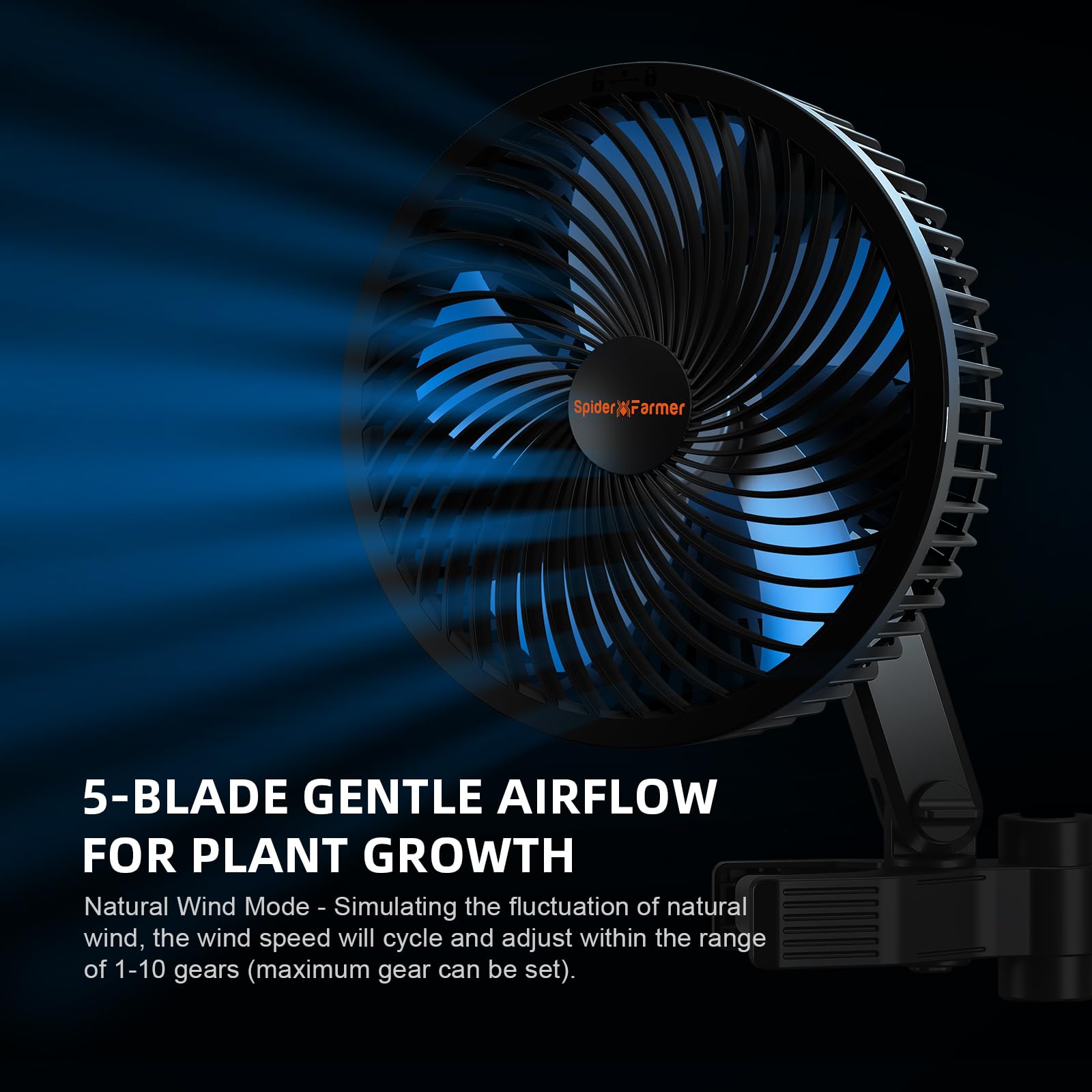 Spider Farmer 6-inch clip fan clip attachment for quick mounting.