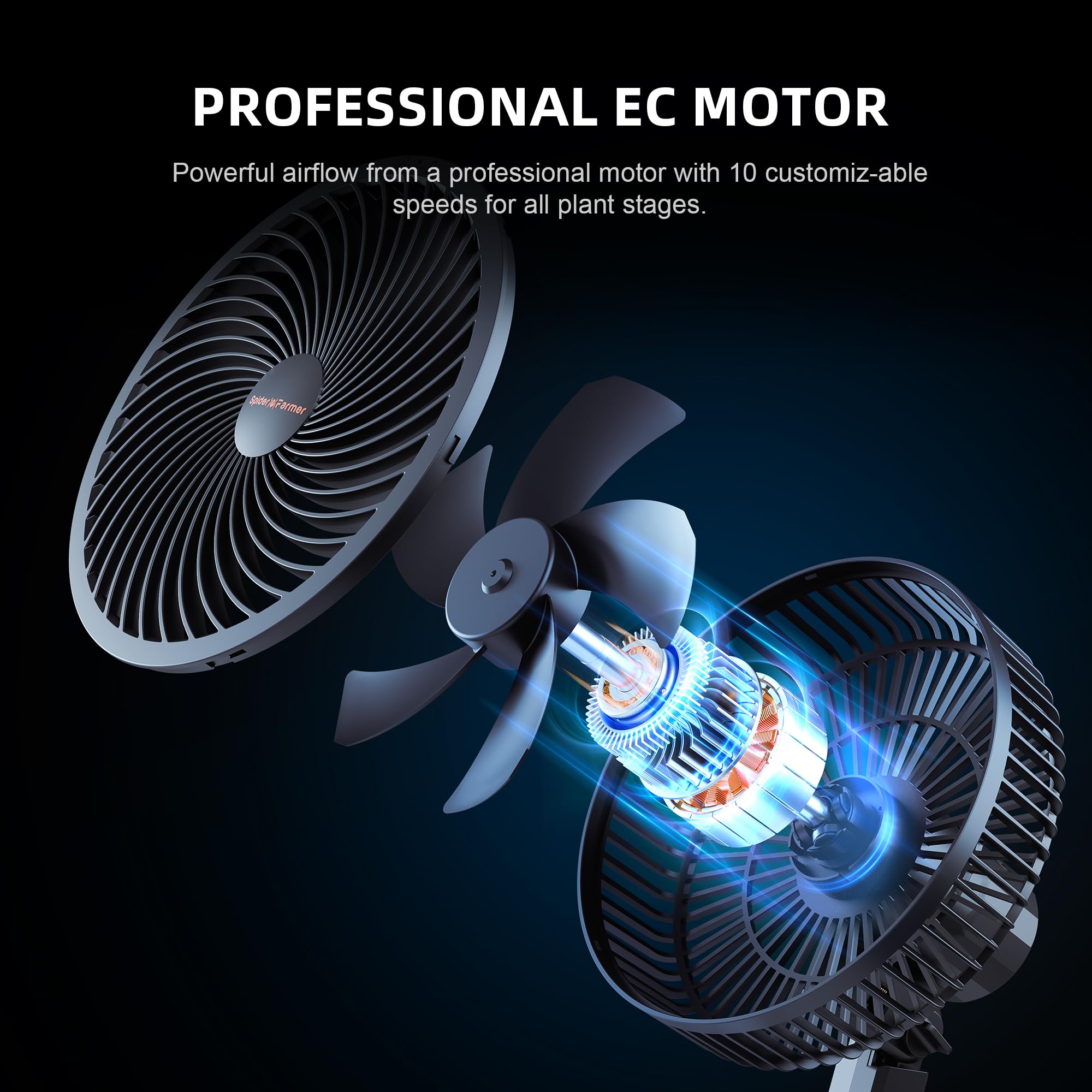 Spider Farmer 6-inch clip fan in oscillation mode for broad coverage.