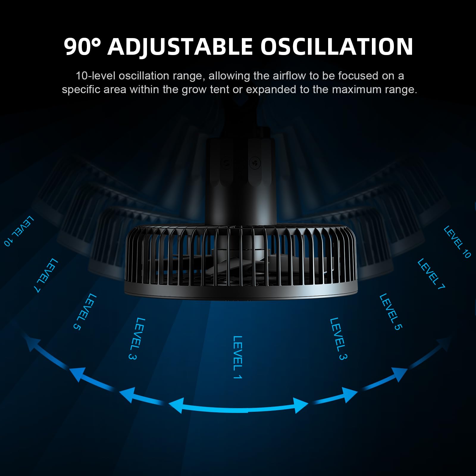 Spider Farmer 6-inch clip fan vertical adjustment enables directed airflow.