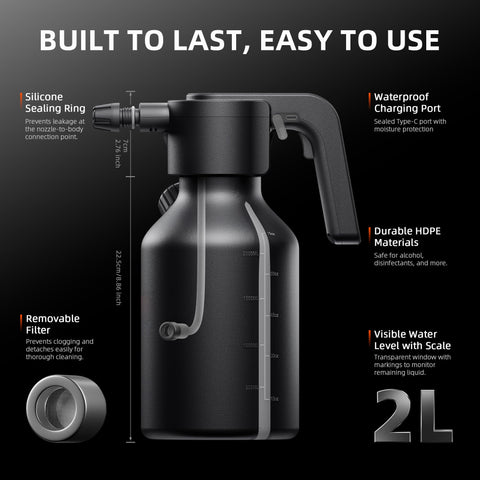 Spider Farmer 2L capacity bottle suitable for watering and nutrient delivery.