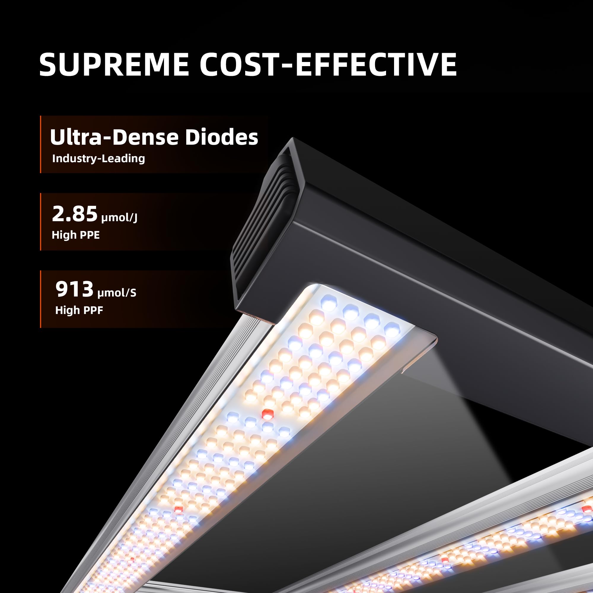 Spider Farmer G4500 full-spectrum light supports all growth stages with balanced color.
