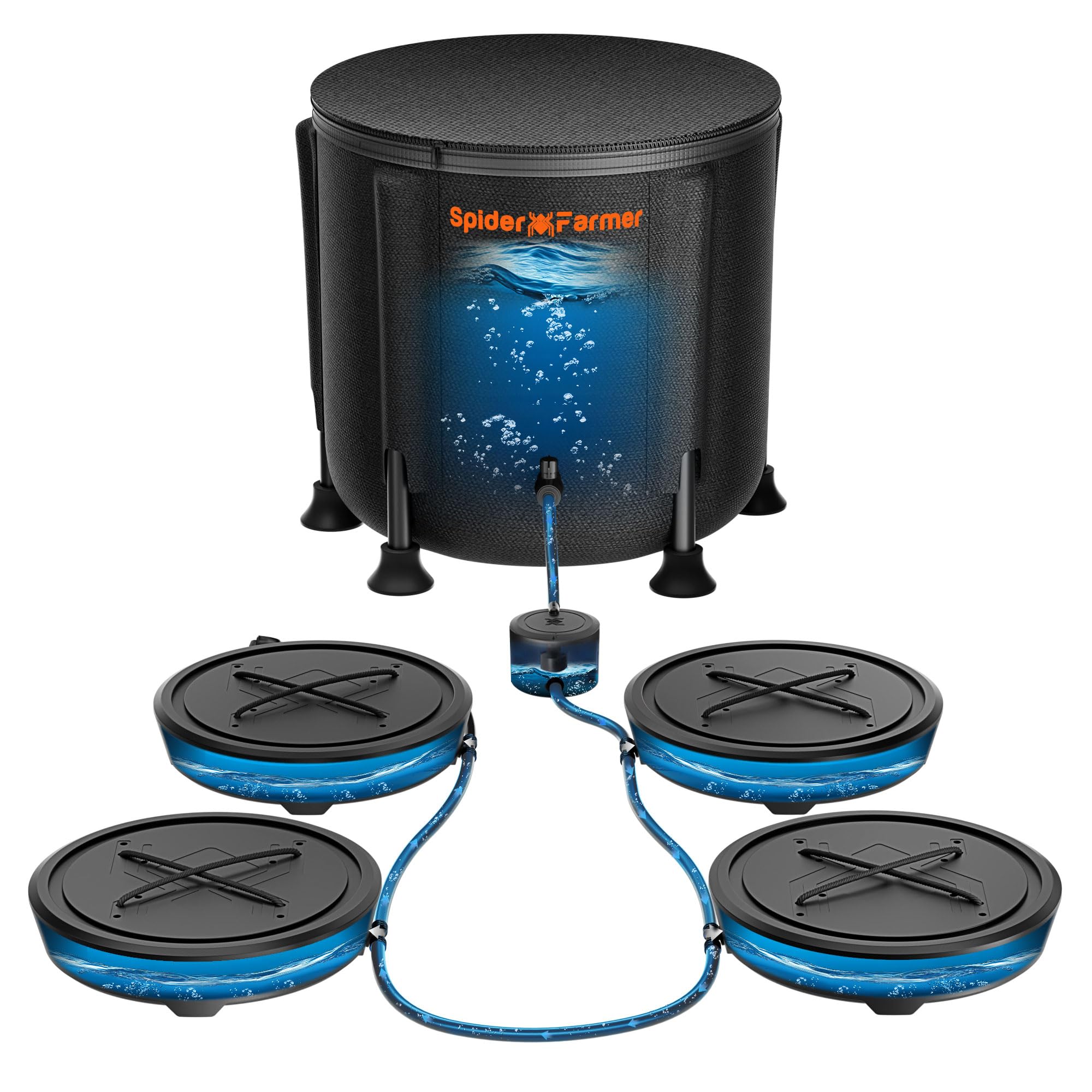 Spider Farmer gravity-fed reservoir shows 13-gallon capacity for long-lasting indoor hydration.