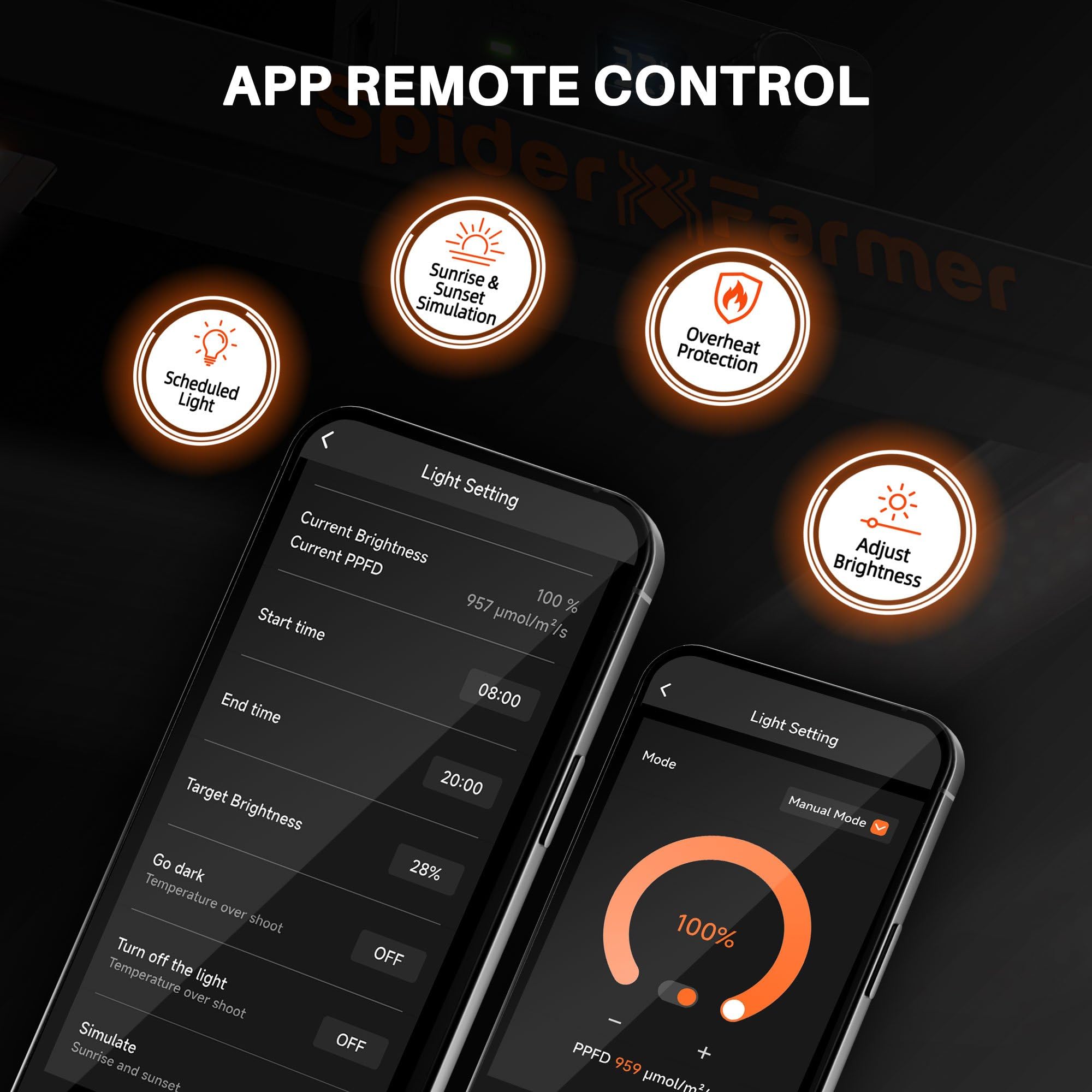 Spider Farmer SE5000 app control lets you schedule and adjust brightness remotely