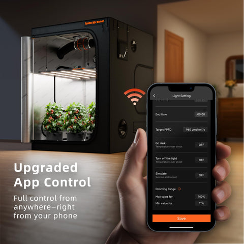 Spider Farmer SE7000 dimming control with clear display for precise tuning.