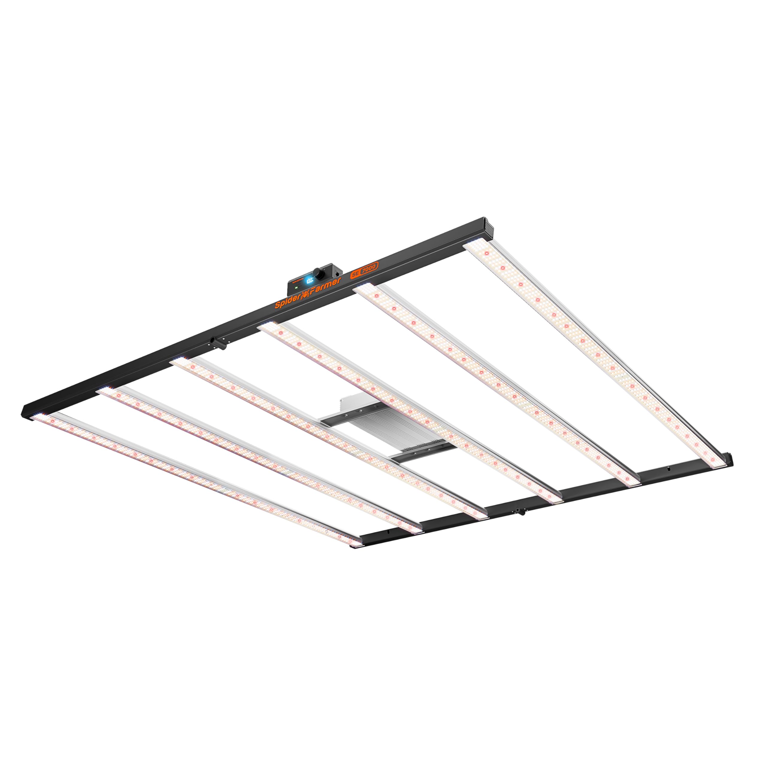 Spider Farmer SE7000 front view showcases bar-style design for even 5x5 ft coverage.