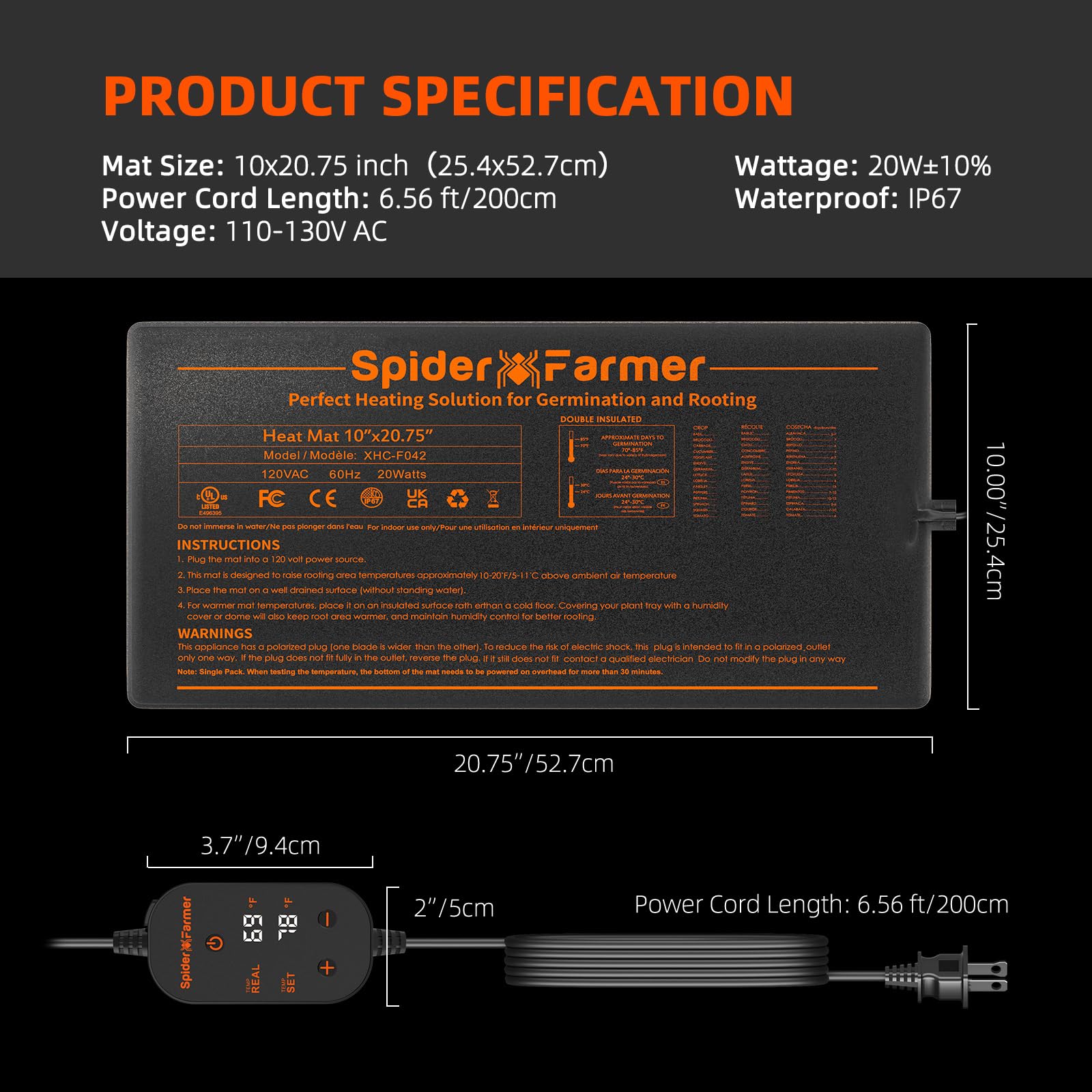 Spider Farmer Seedling Heat Mat suits brewing and terrarium warming zones.