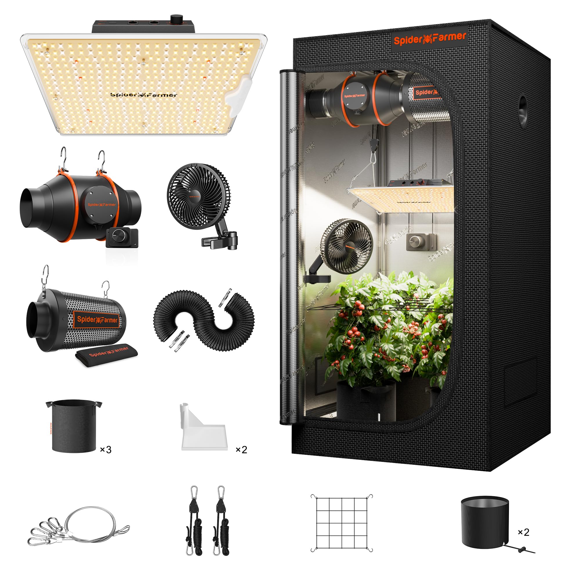 Spider Farmer SF1000D dimmable LED light for efficient full-spectrum growth.
