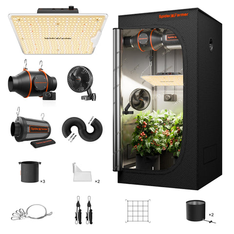 Spider Farmer SF1000D dimmable LED light for efficient full-spectrum growth.