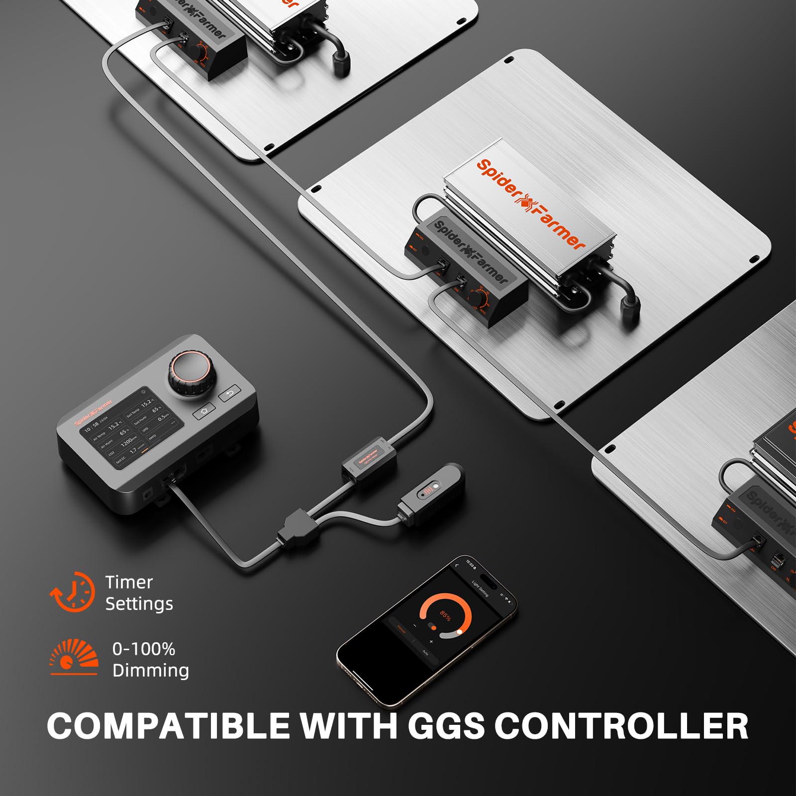Spider Farmer SF4000 heat sink close-up illustrating quiet cooling for continuous use.