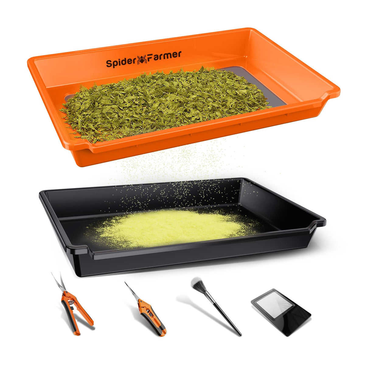 Spider Farmer Trim Tray Kit with 150 micron screen for precise pollen collection.