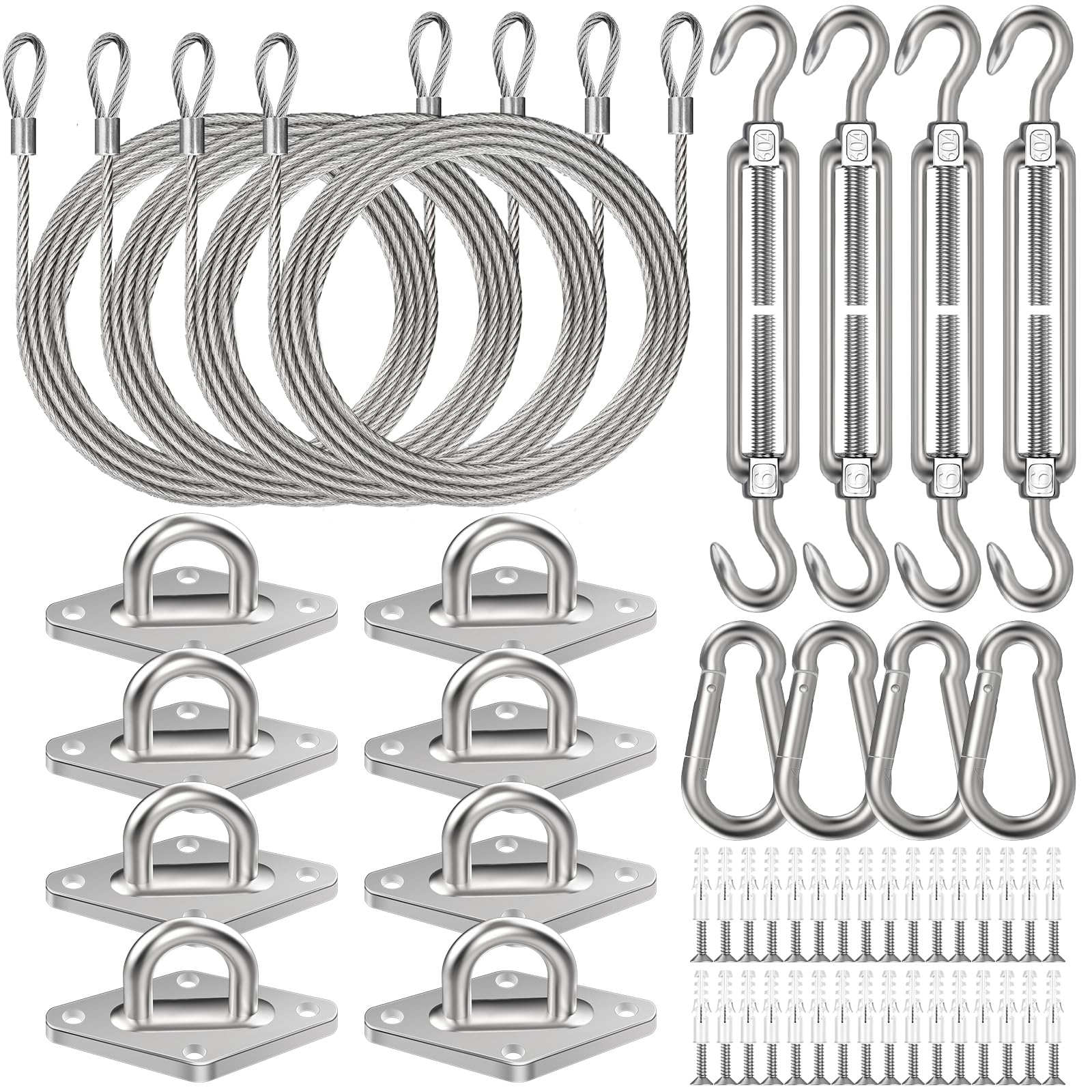 Spiglamm 6-inch shade sail hardware kit for outdoor setup.