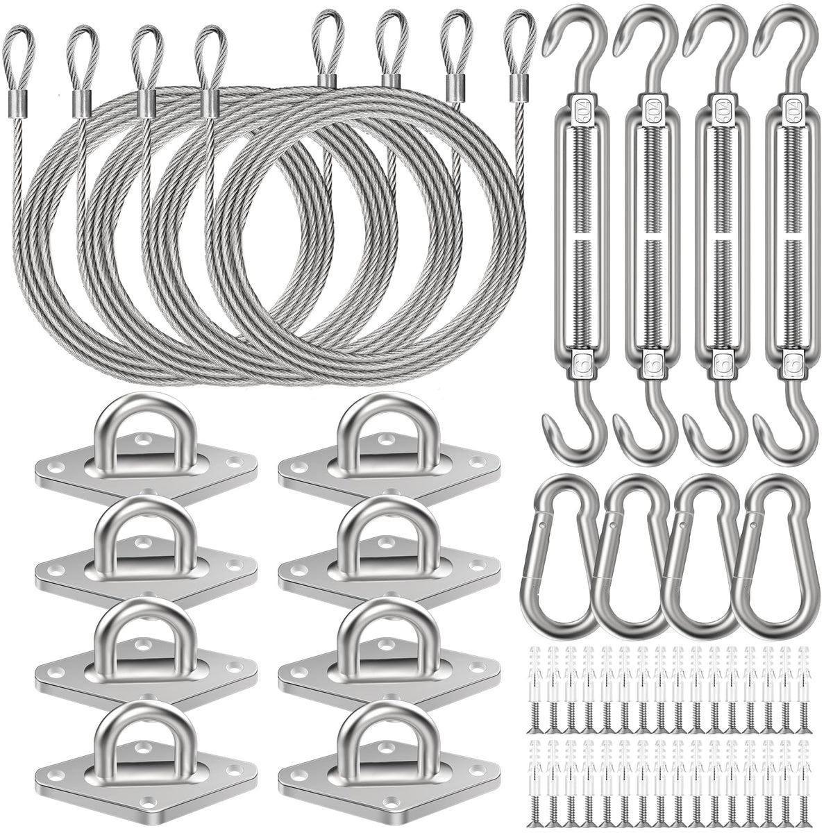 Spiglamm 6-inch shade sail hardware kit for outdoor setup.