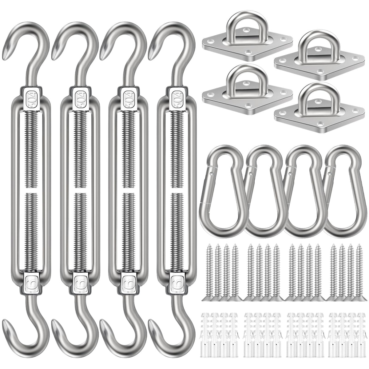 Spiglamm 6-inch turnbuckle for precise tensioning of outdoor shade sails.
