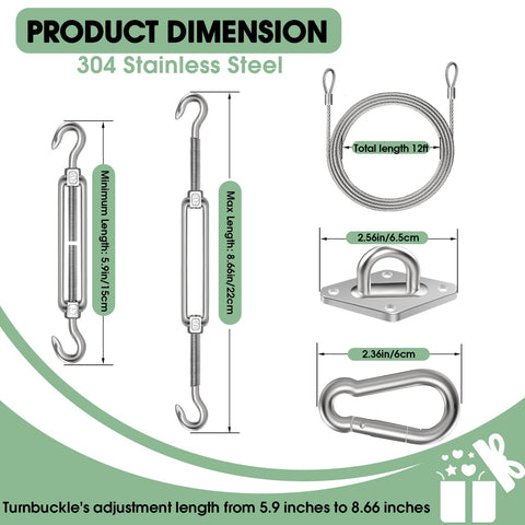 Spiglamm stainless steel wire rope provides waterproof, durable support.