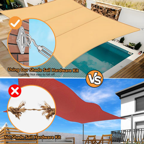Spiglamm triangle-rectangle kit enables versatile shade sail setups.