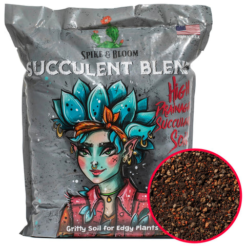 Spike & Bloom high drainage succulent soil shows gritty texture for healthy roots.