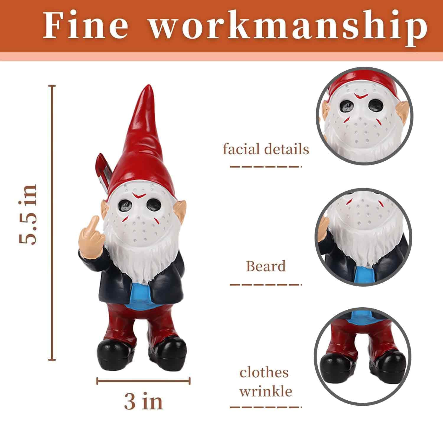 SPINNDO resin hand-painted gnome for shelves or patios.
