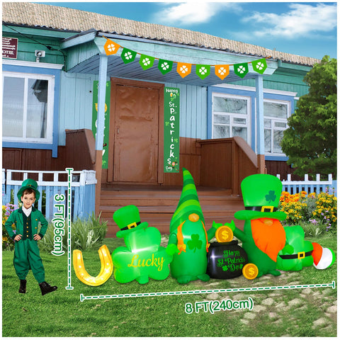 Spinosaurus leprechaun and clover LED glow brightens nighttime display