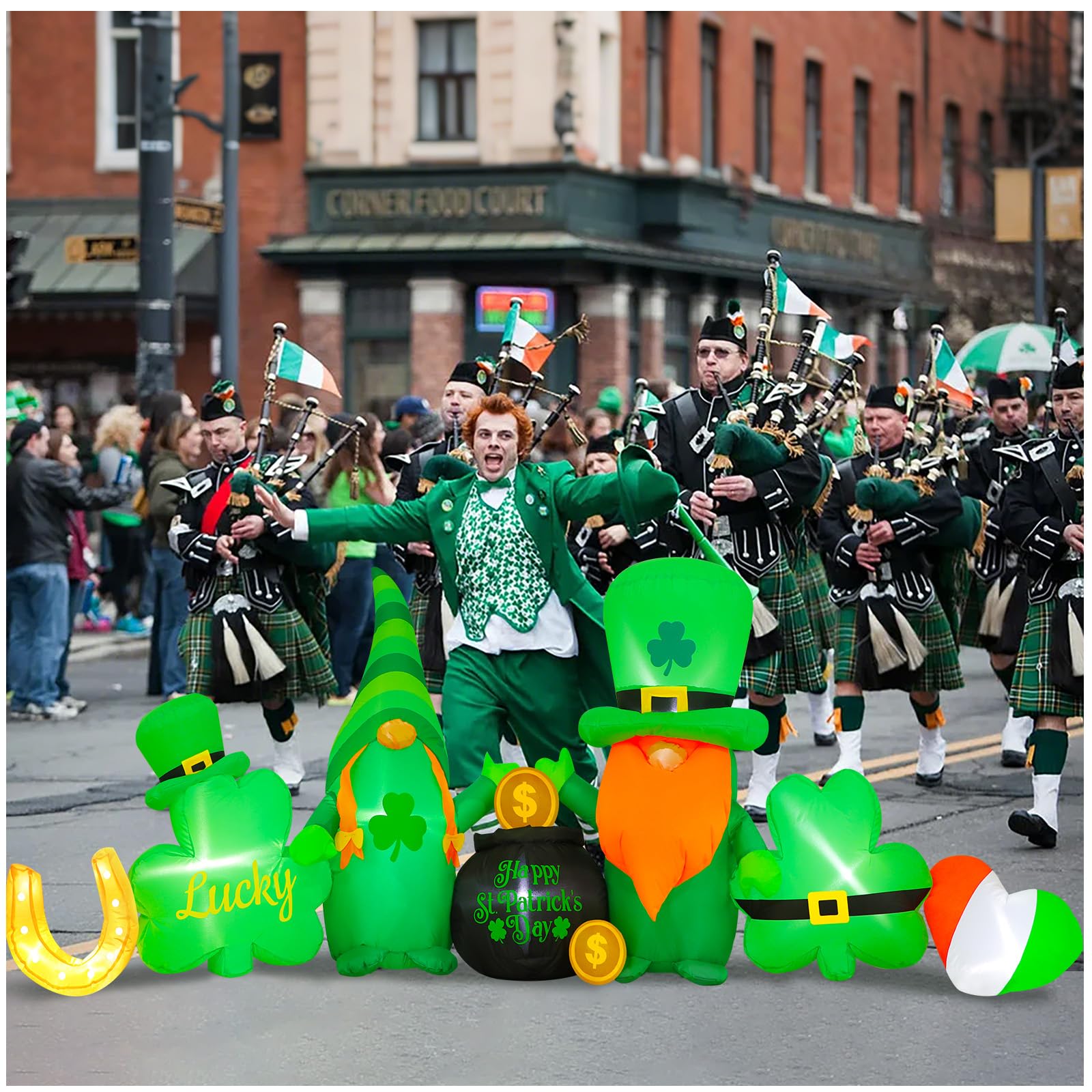 Spinosaurus outdoor yard decor enhances curb appeal for St Patrick's