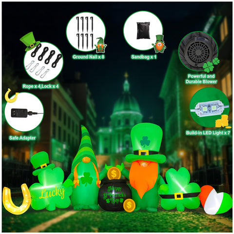 Spinosaurus shamrock heart lights up festive lawn decor