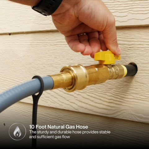 Spire NG hose quick connector simplifies hookup and safety during grilling.