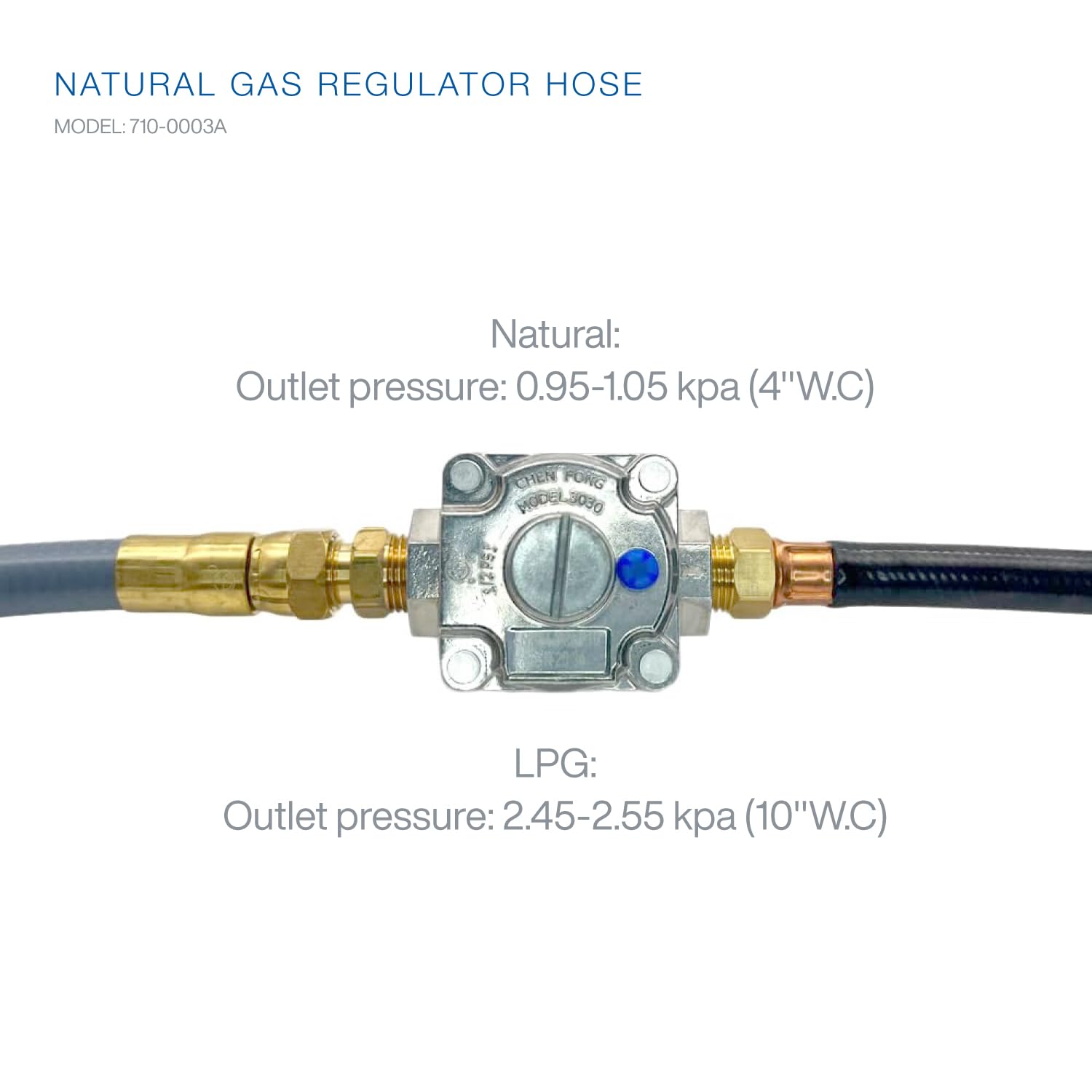 Spire 5.9-inch NG regulator hose ensures reliable gas flow.