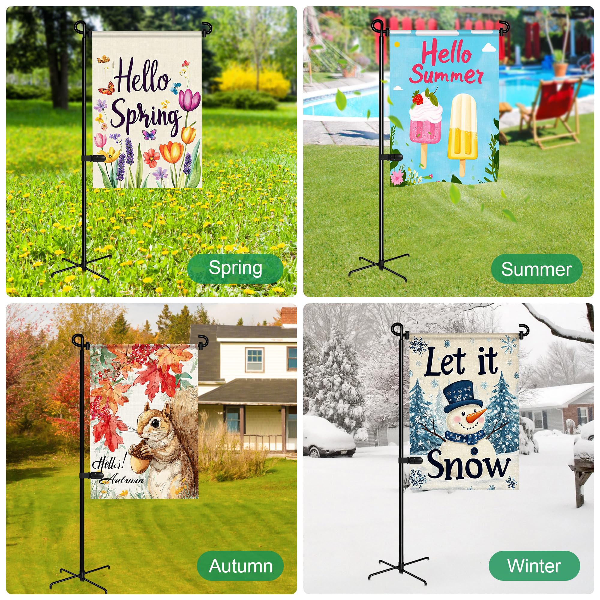 Spirepro flag stand supports flags up to 12.8 inches wide.