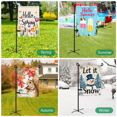 Spirepro flag stand supports flags up to 12.8 inches wide.