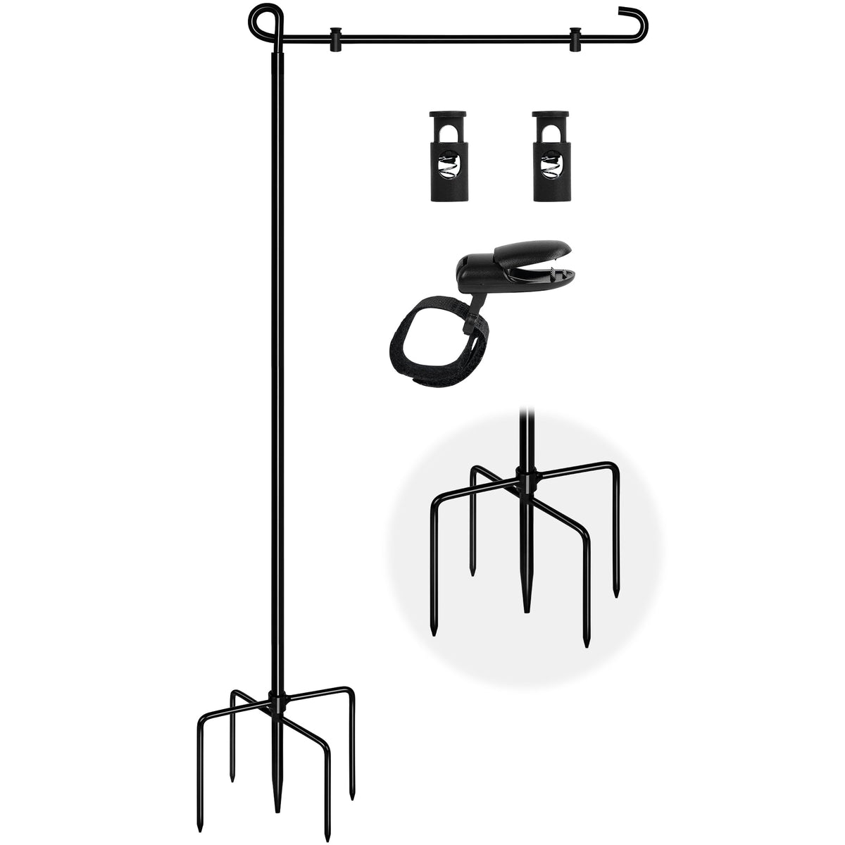 Spirepro garden flag stand with a 5-prong base for stable outdoor display.