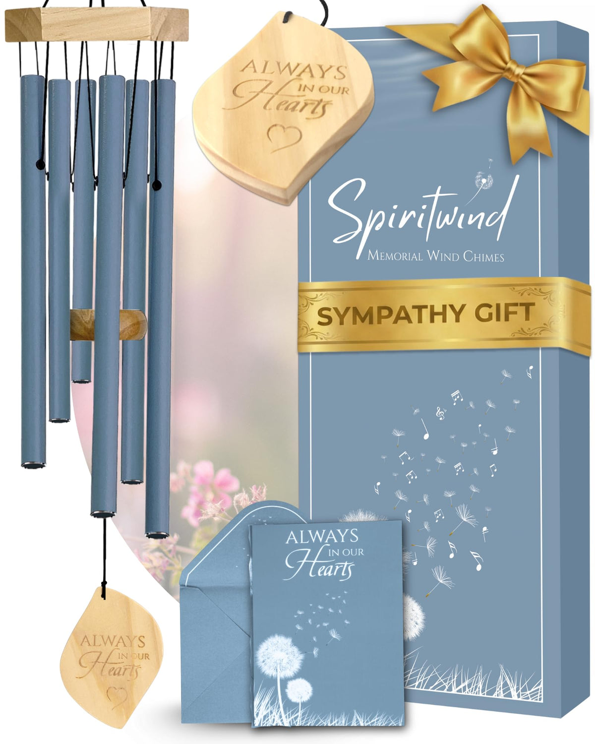 Spiritwind Ocean Blue Memorial Wind Chimes 32-inch design offers serene outdoor memory focus.