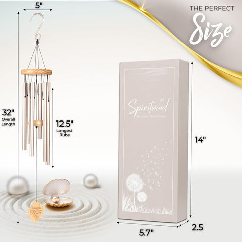 Spiritwind outdoor memorial setting in garden with wind chimes.