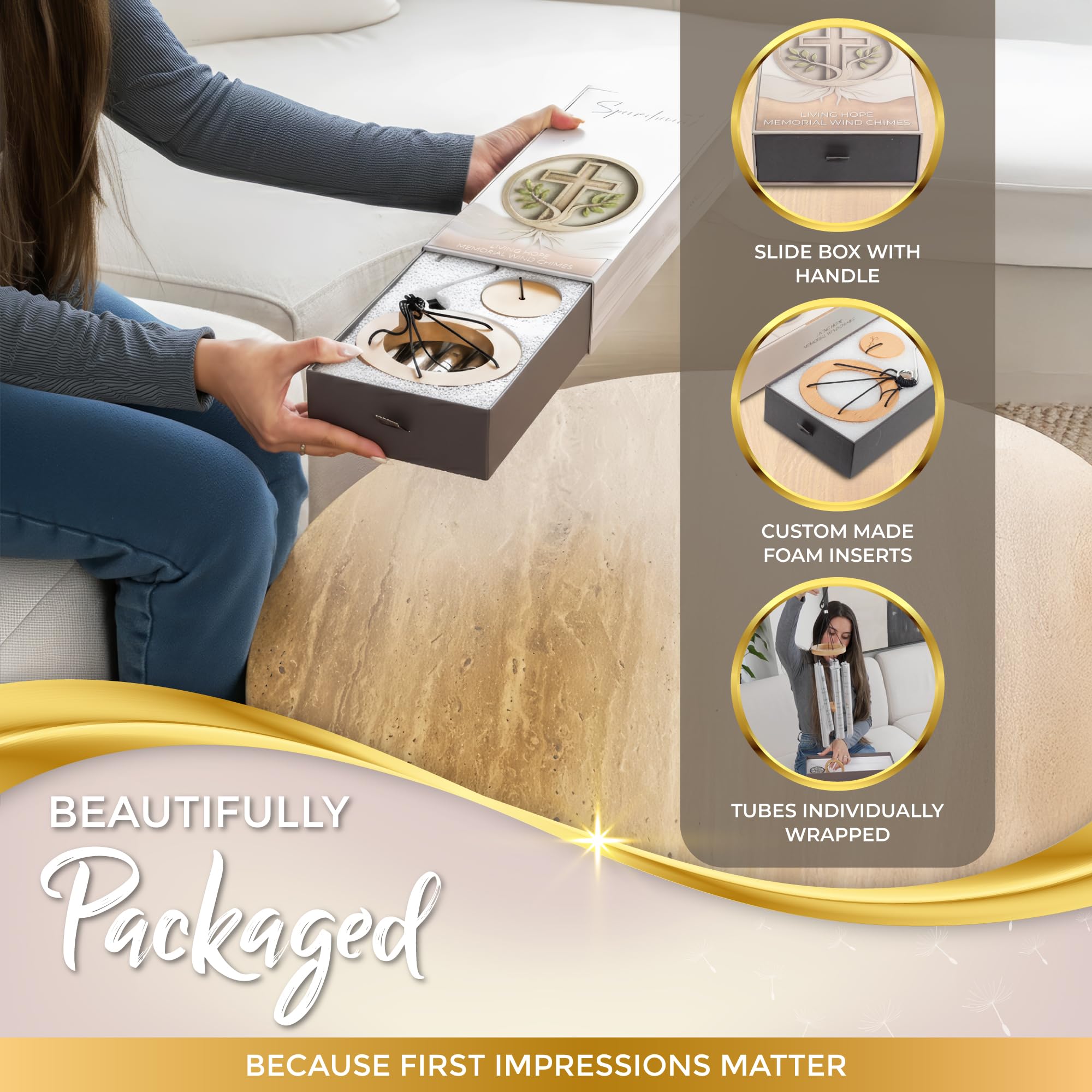 Spiritwind packaging features an elegant drawer box with ribbon for thoughtful gifting.