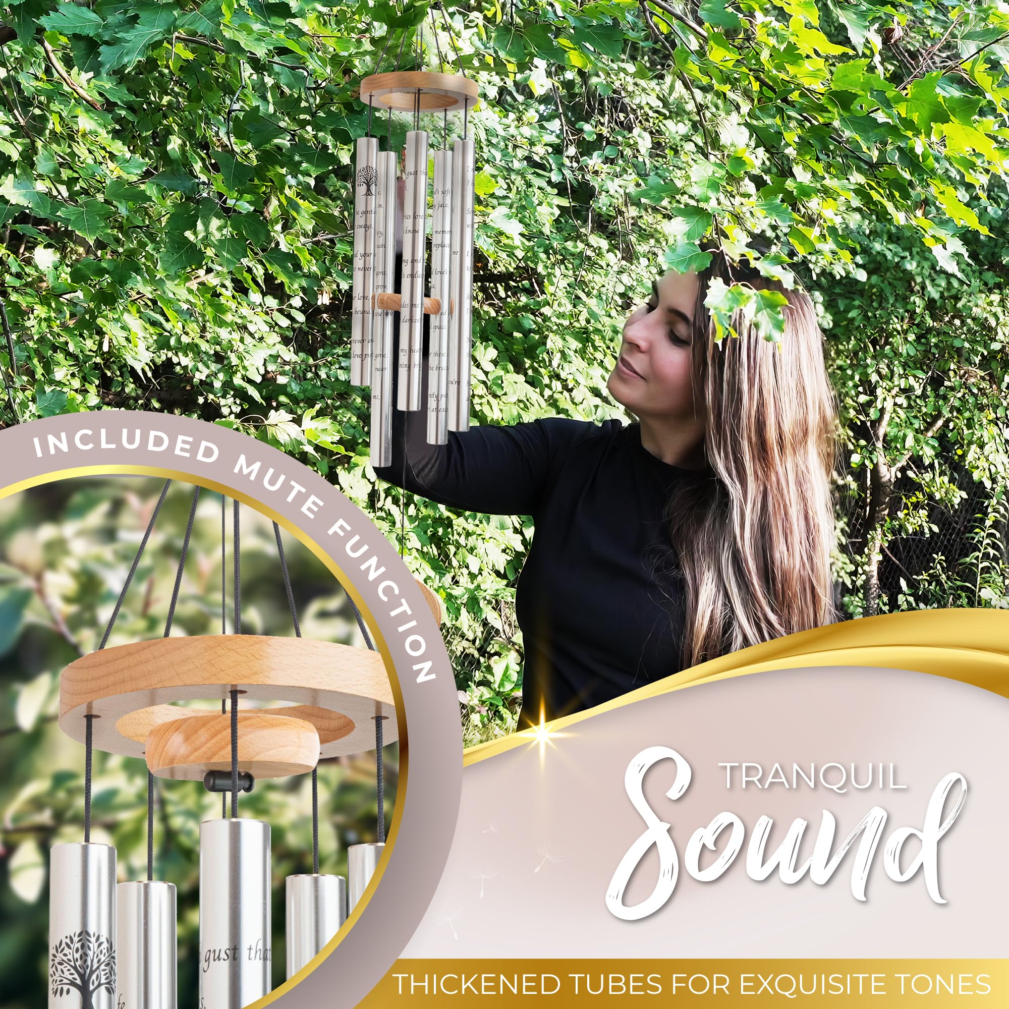 Spiritwind wind chimes with thickened tubes for fuller, richer sound.