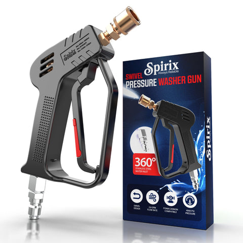 Spirix Stubby gun with 360° swivel for uninterrupted car detailing.