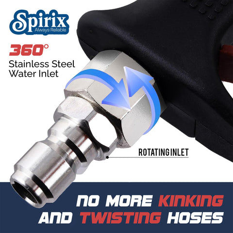Spirix Stubby 3/8 inch quick-connect inlet fits most pressure washers.