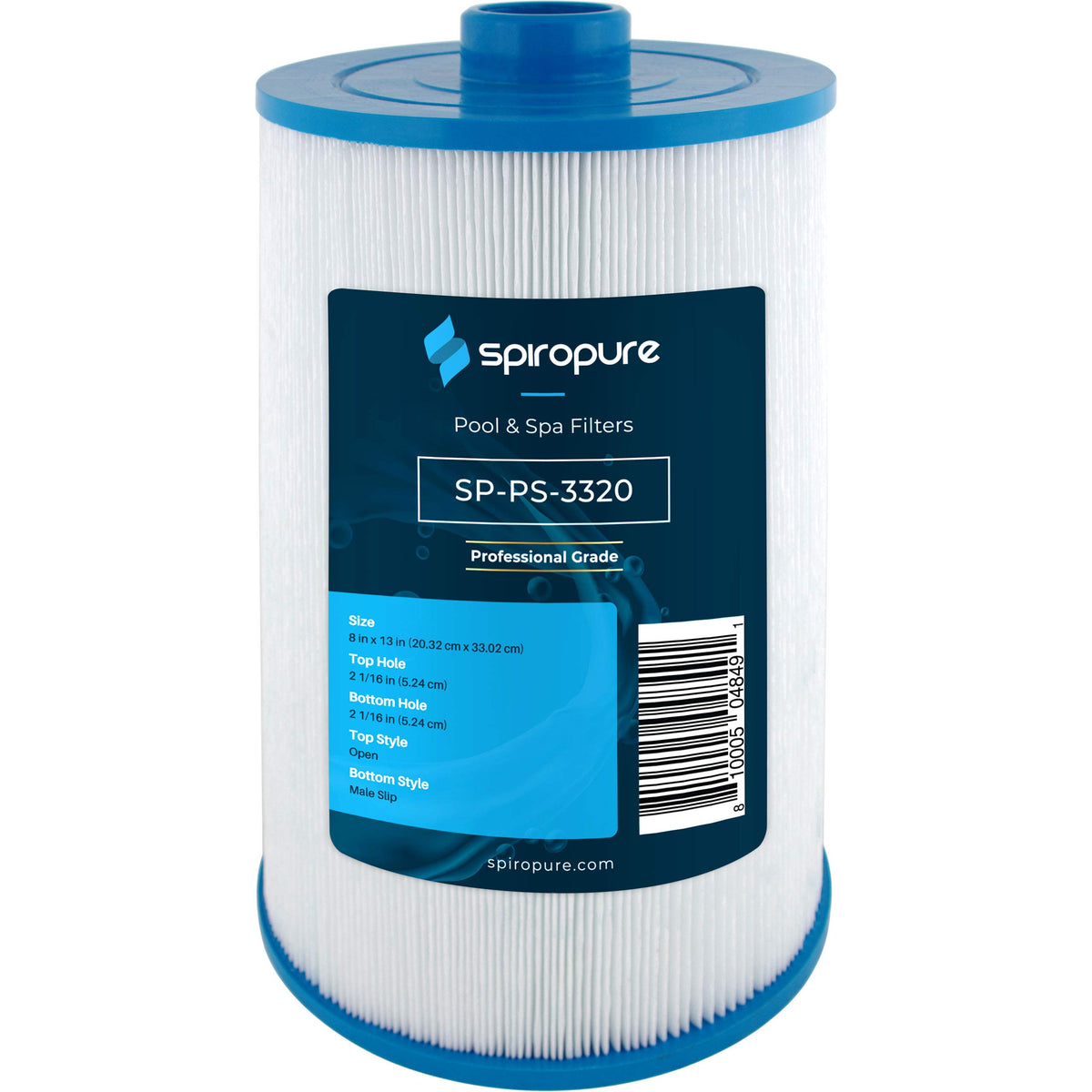 SpiroPure filter cartridge exterior shows sturdy housing for reliable spa filtration.