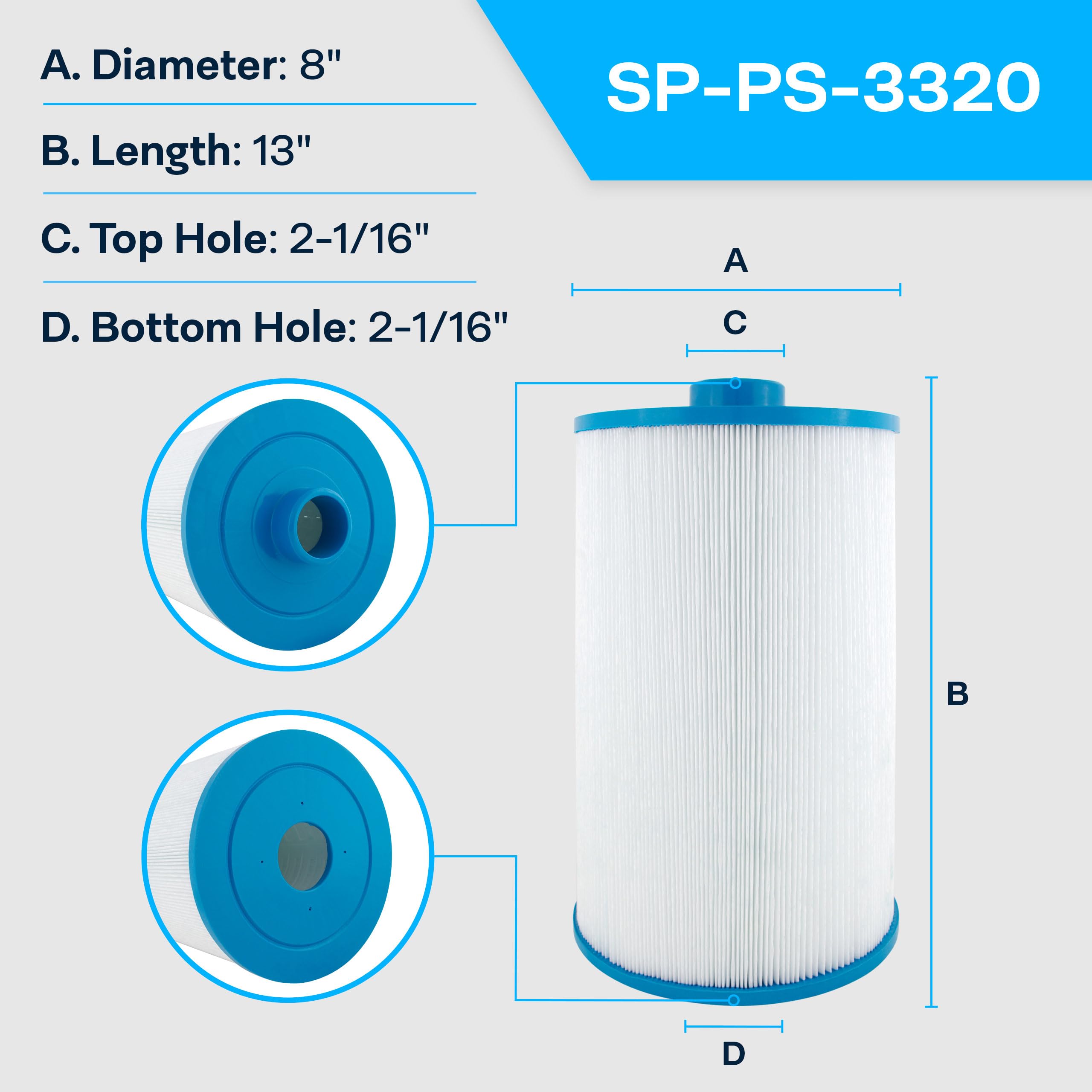 SpiroPure filter top end cap highlights easy installation and a tight seal.