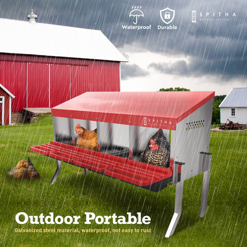 SPITHA nesting box measures 41.8 by 13.6 by 16.9 inches for up to 20 hens