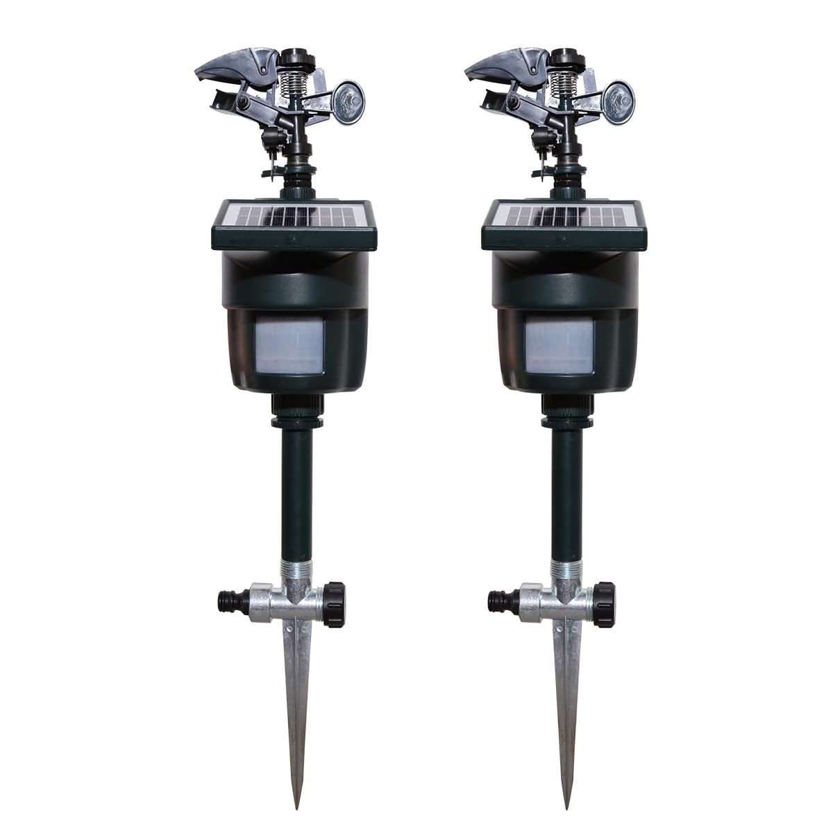 Splanteen solar motion-activated sprinkler front view deters birds and cats in the garden