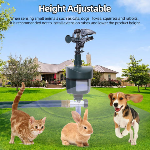 Splanteen motion sprinkler keeps yards tidy by deterring wildlife.