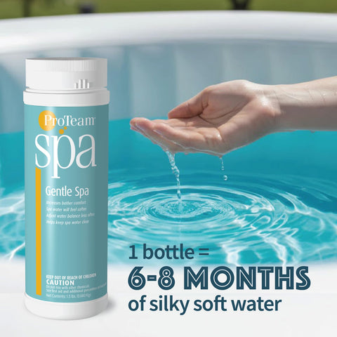 SplashWiz ProTeam Gentle Spa water-softener application on spa water.
