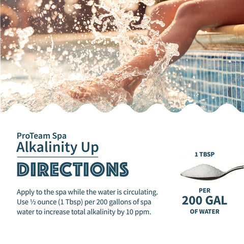 Measuring spoon with Alkalinity Up ready for spa use