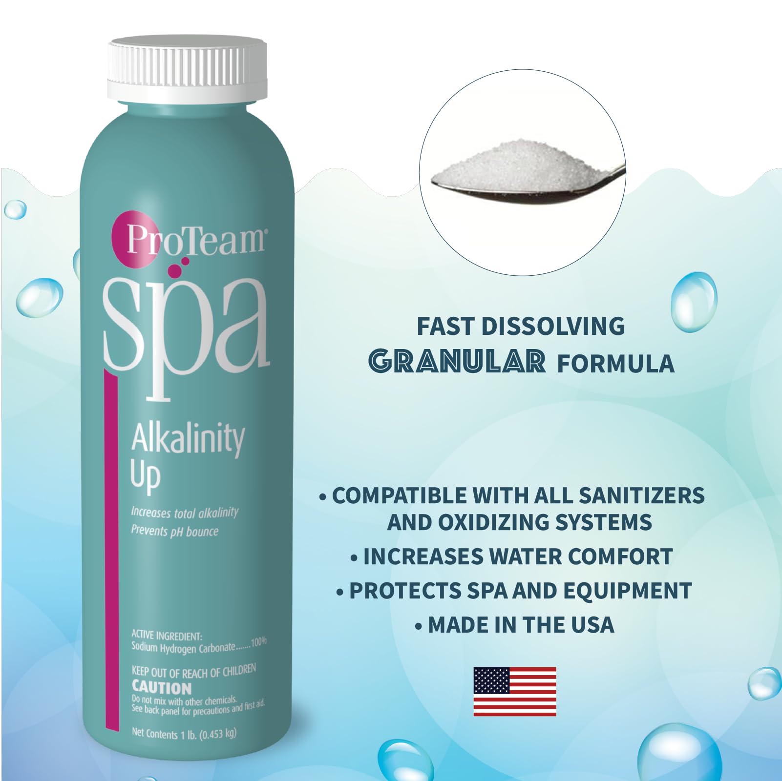 SplashWiz ProTeam Spa Alkalinity Up being poured for easy dosing