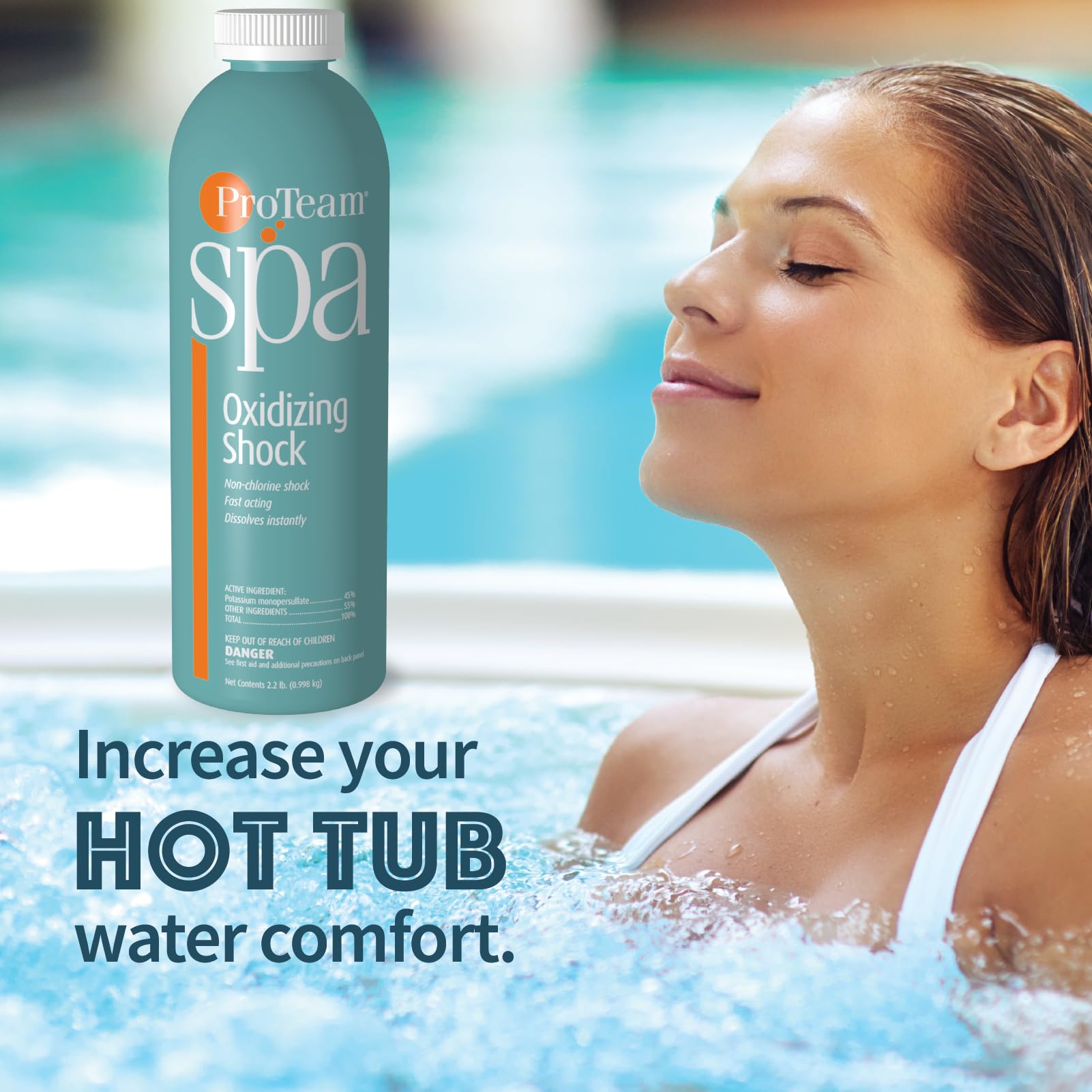 Weekly maintenance use of SplashWiz Spa Shock to refresh water between sanitizers.