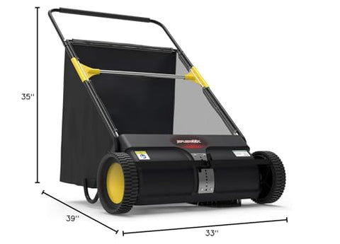 SPLENDOR LS-650A2 yard sweeper collects debris with a wide sweeping path