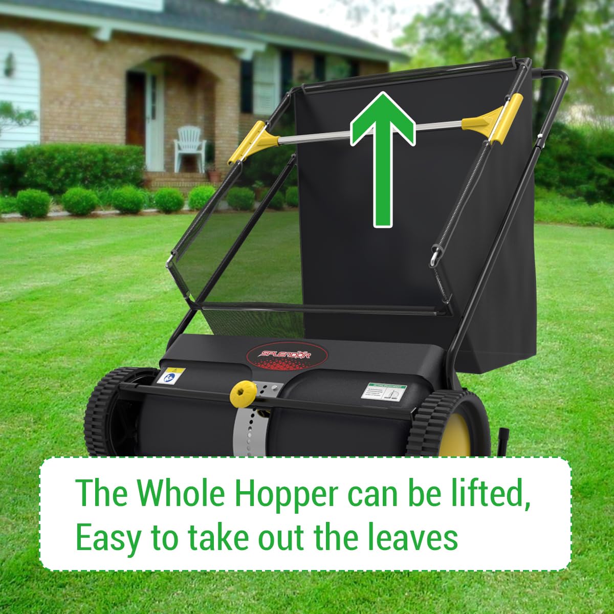 SPLENDOR manual push sweeper runs without cords, batteries, or fuel for eco-friendly operation