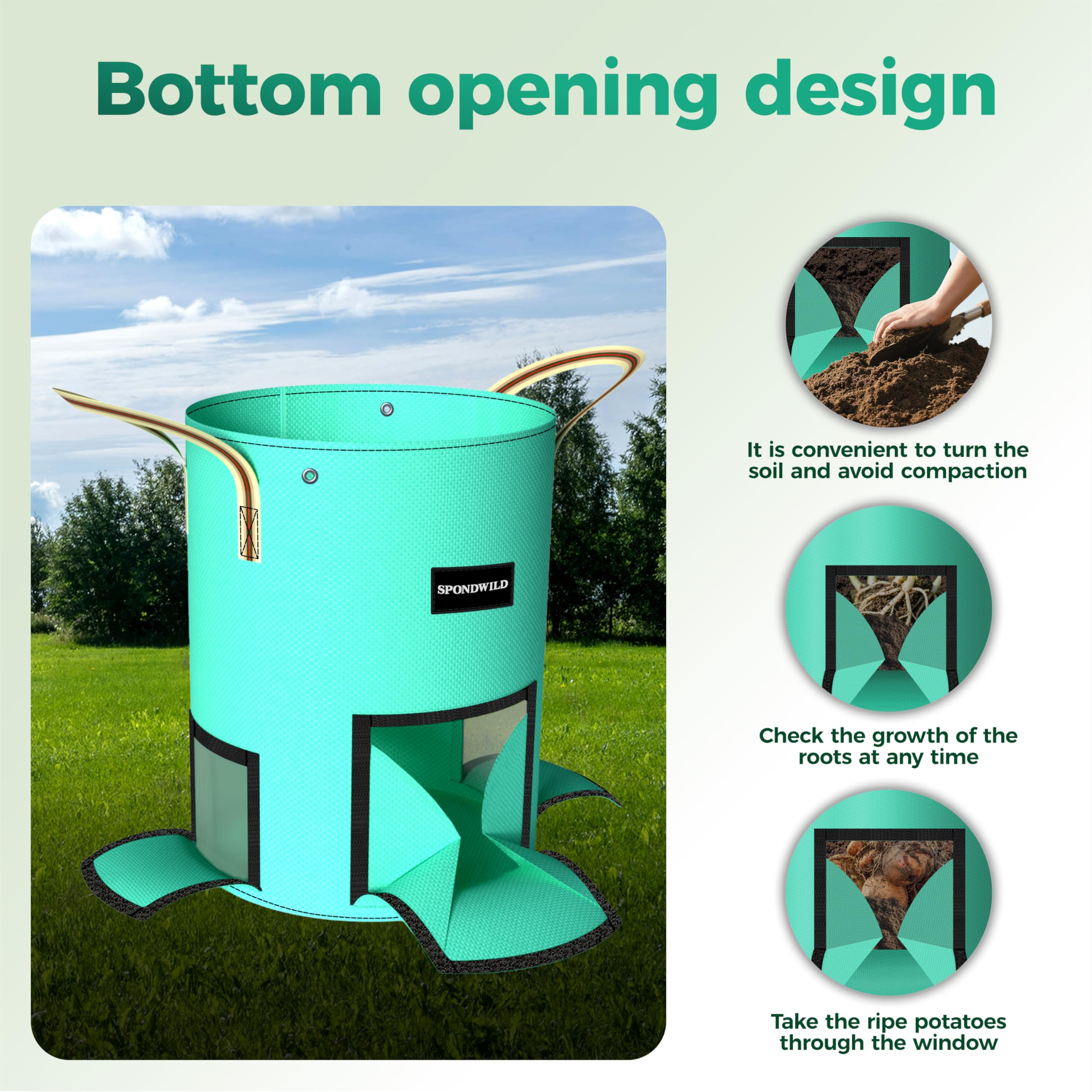 SPONDWILD top drainage holes and bottom openings boost drainage